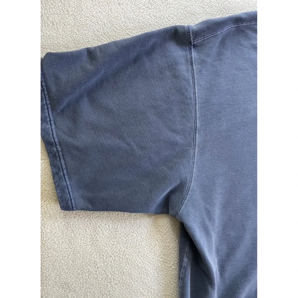 Cabela's Mens 2XL Short Sleeve Sweatshirt Blue French Terry Cotton Stains Grunge